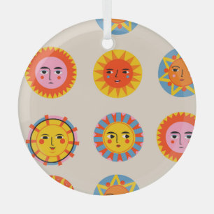 Abstract suns: ethnic seamless pattern. glass tree decoration