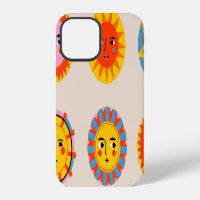 Abstract suns: ethnic seamless pattern.