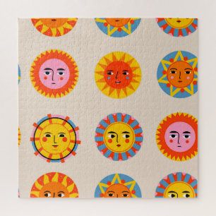 Abstract suns: ethnic seamless pattern. jigsaw puzzle