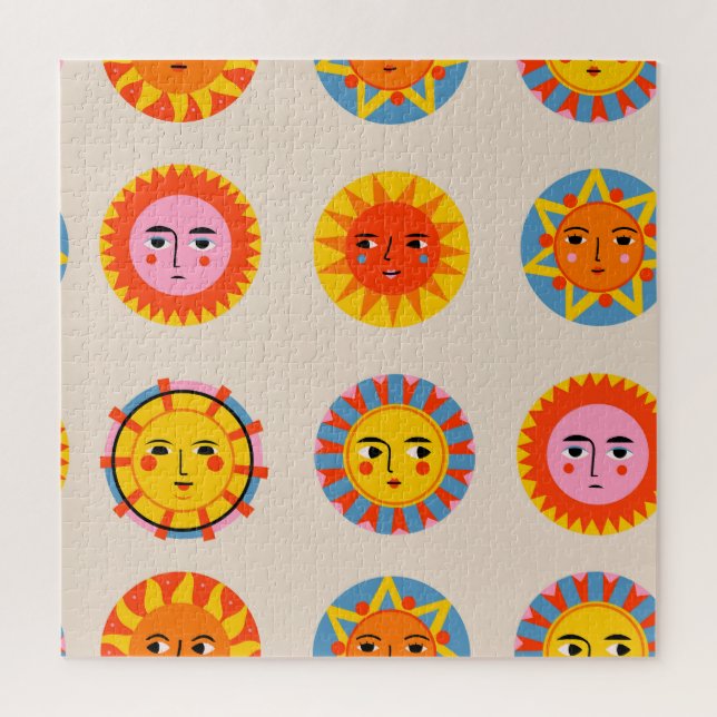 Abstract suns: ethnic seamless pattern. jigsaw puzzle (Vertical)