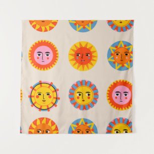 Abstract suns: ethnic seamless pattern. tapestry