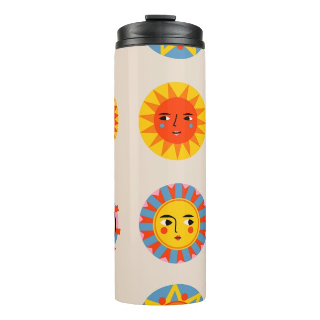 Abstract suns: ethnic seamless pattern. thermal tumbler (Front)