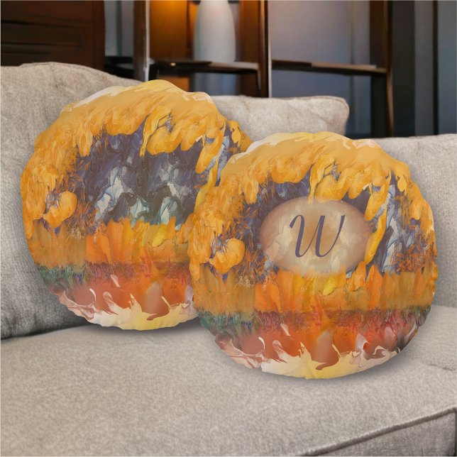 Abstract Sunset 0612 Round Cushion (Creator Uploaded)