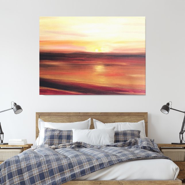 Abstract Sunset Art Contemporary Modern Canvas Print (Insitu(Bedroom))