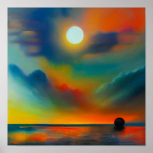 Abstract Sunset At The Port Poster