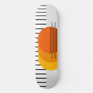 Abstract Sunset Black White Orange Yellow Trendy Skateboard