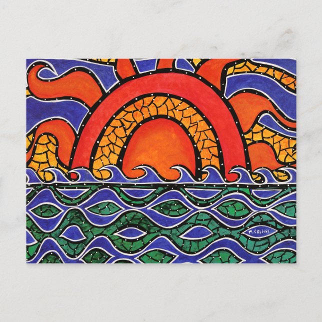 Abstract Sunset Colourful Art Postcard (Front)