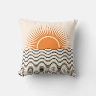 Abstract sunset: geometric boho decor. cushion