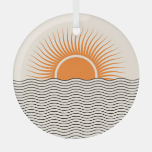Abstract sunset: geometric boho decor. glass tree decoration