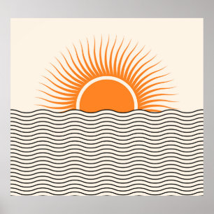 Abstract sunset: geometric boho decor. poster