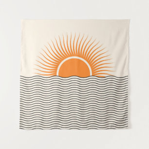 Abstract sunset: geometric boho decor. tapestry