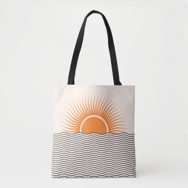 Abstract sunset: geometric boho decor. tote bag (Front)