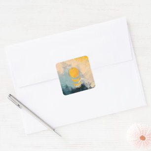Abstract Sunset – Golden Calm Over Horizons Square Sticker
