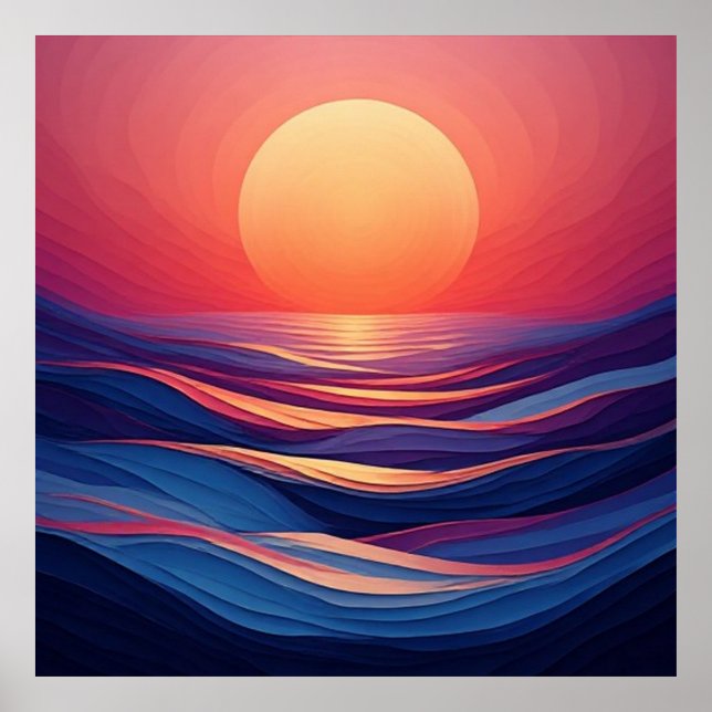 Abstract Sunset Gradient Horizons 🌅 Poster (Front)