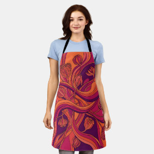 Abstract Sunset Orange Line Seed Pods Apron