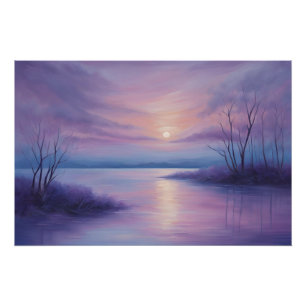 Abstract Sunset Over the Winter Lake Poster