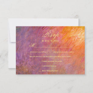 Abstract Sunset Sky Orange Purple Art Wedding Meal RSVP Card