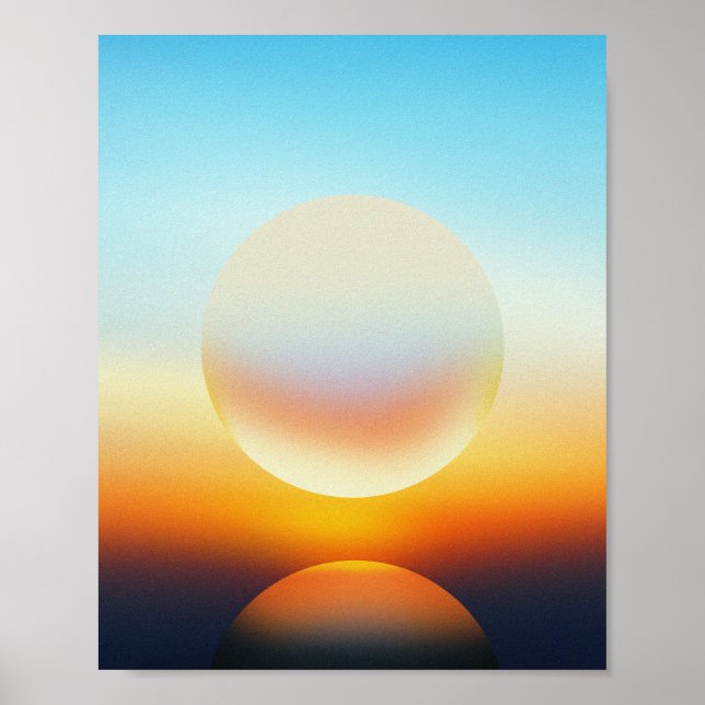 Abstract Sunset Sphere illustration Wall Art (Front)