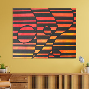 Abstract Sunset Stripes with Bold Geometric Shapes Canvas Print