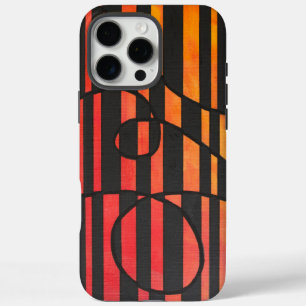 Abstract Sunset Stripes with Bold Geometric Shapes iPhone 16 Pro Max Case