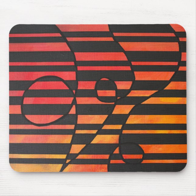 Abstract Sunset Stripes with Bold Geometric Shapes Mouse Mat (Front)
