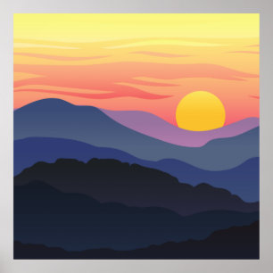 Abstract Sunset View Pattern Poster