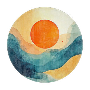 Abstract Sunset Waves Art Cutting Board