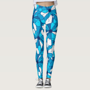 Abstract surf hibiscus leggings