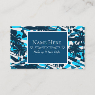 Abstract surf palm trees business card