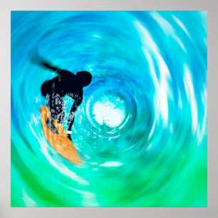 Abstract Surfer Silhouette Poster