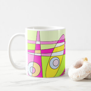 Abstract Surfing Bright Pink Green Bubblegum Coffee Mug