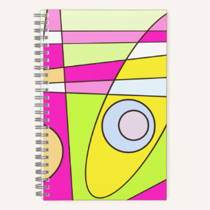 Abstract Surfing Bright Pink Green Bubblegum Notebook