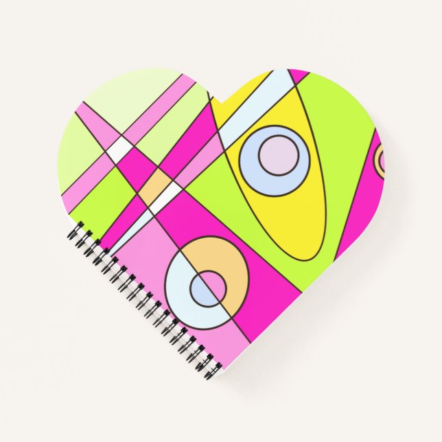 Abstract Surfing Bright Pink Green Bubblegum  Notebook (Front)