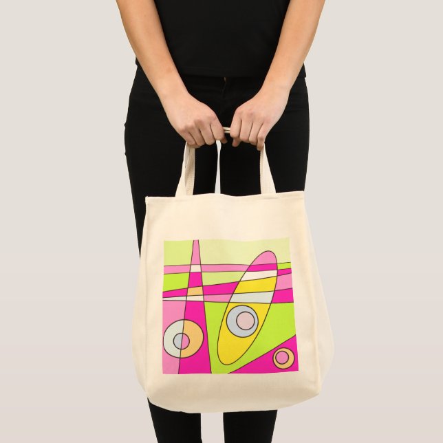Abstract Surfing Bright Pink Green Bubblegum  Tote Bag (Front (Product))