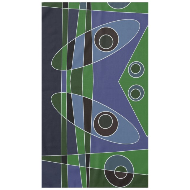 Abstract Surfing Green Blue Tablecloth (Front)