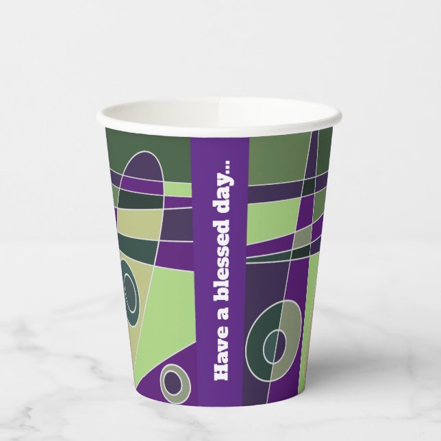 Abstract Surfing Green Purple Paper Cups (Left)