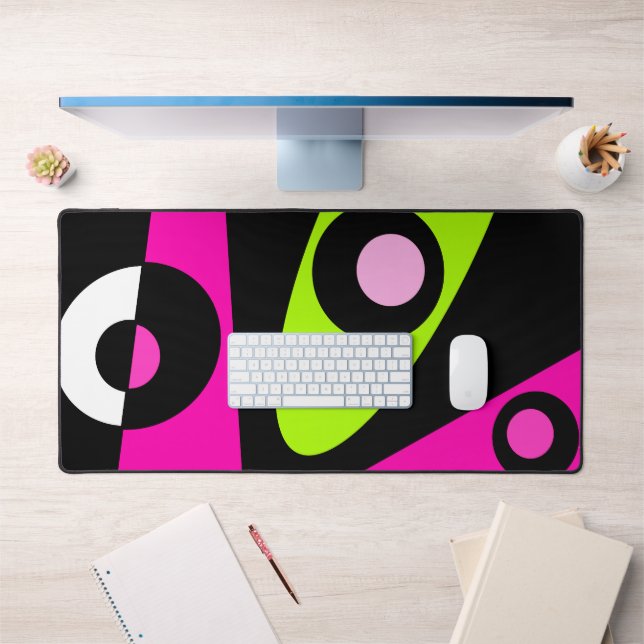 Abstract Surfing Hot Pink Lime Green Black Desk Mat (Office 1)