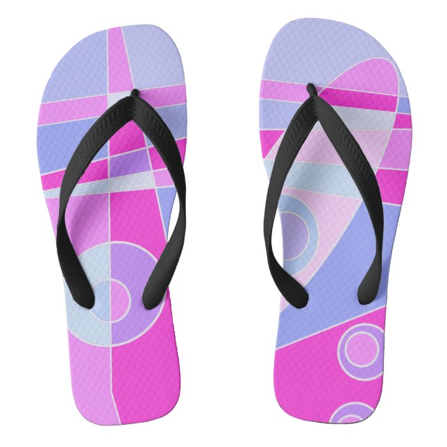 Abstract Surfing Hot Pink Purple Flip Flops (Footbed)