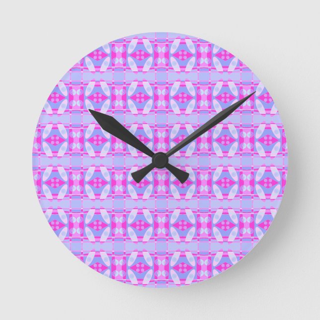 Abstract Surfing Hot Pink Purple Round Clock (Front)