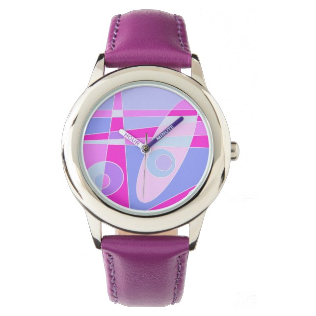 Abstract Surfing Hot Pink Purple Watch (Front)