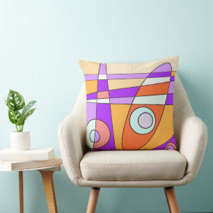 Abstract Surfing Orange Purple Cushion