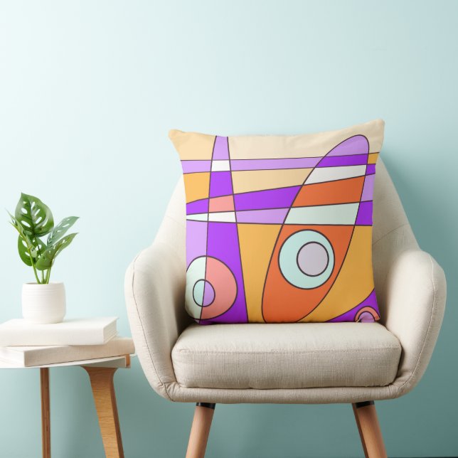 Abstract Surfing Orange Purple Cushion (Chair)