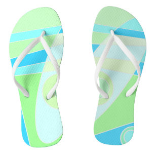 Abstract Surfing Pastel Blue Green Flip Flops