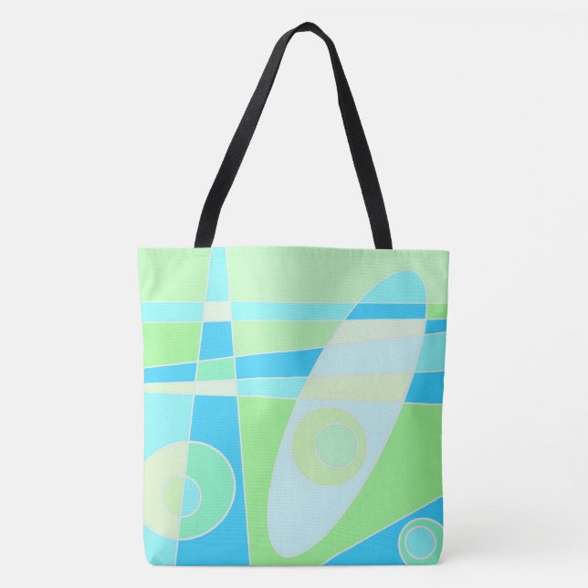 Abstract Surfing Pastel Blue Green Tote Bag (Front)