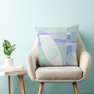 Abstract Surfing Pastel Purple Green Cushion