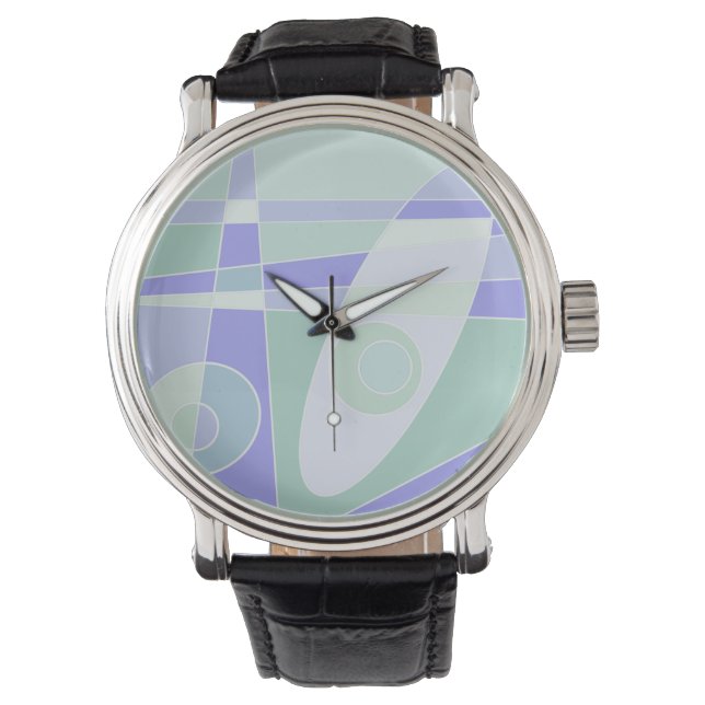 Abstract Surfing Pastel Purple Green Watch (Front)