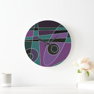 Abstract Surfing Teal Purple Large Clock