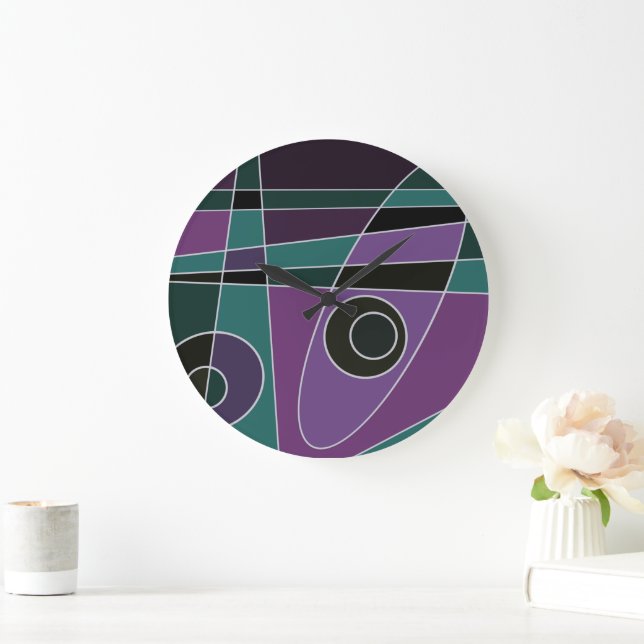 Abstract Surfing Teal Purple Large Clock (Home)