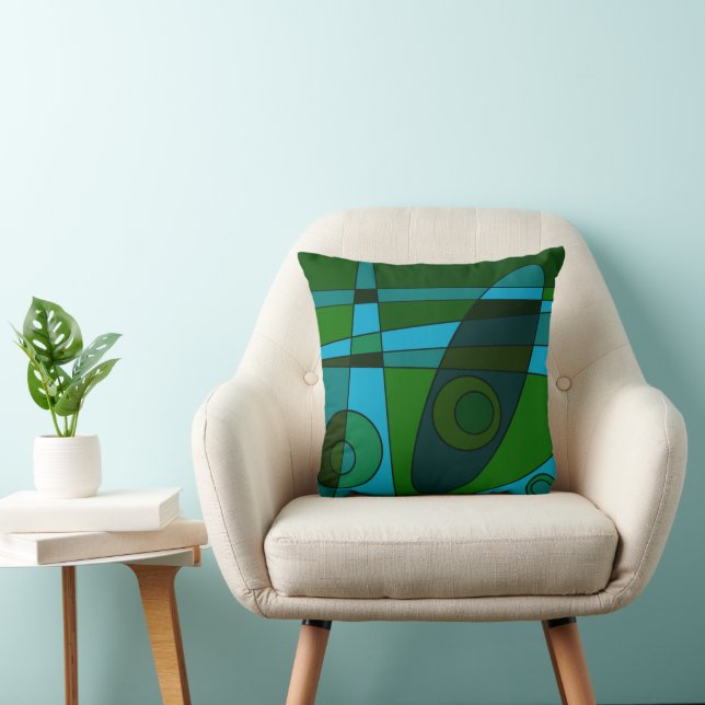 Abstract Surfing Turquoise Green Shade Cushion (Chair)