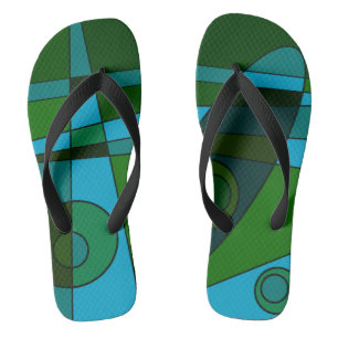 Abstract Surfing Turquoise Green Shade Flip Flops